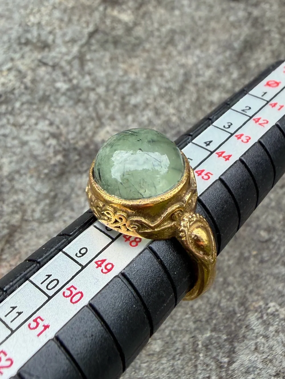 Genuine Gemstone Green Stone Dome Small Gold Pinky Ring 4
